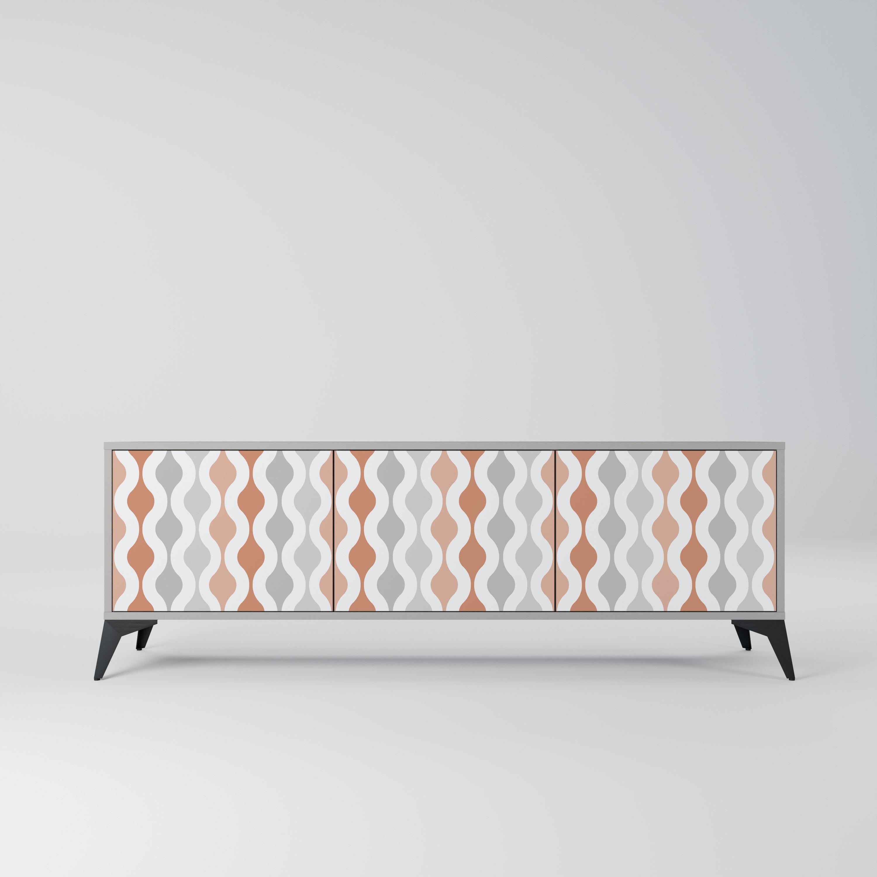 HAZY NOSTALGIA 3-Door TV Stand in Grey Finish