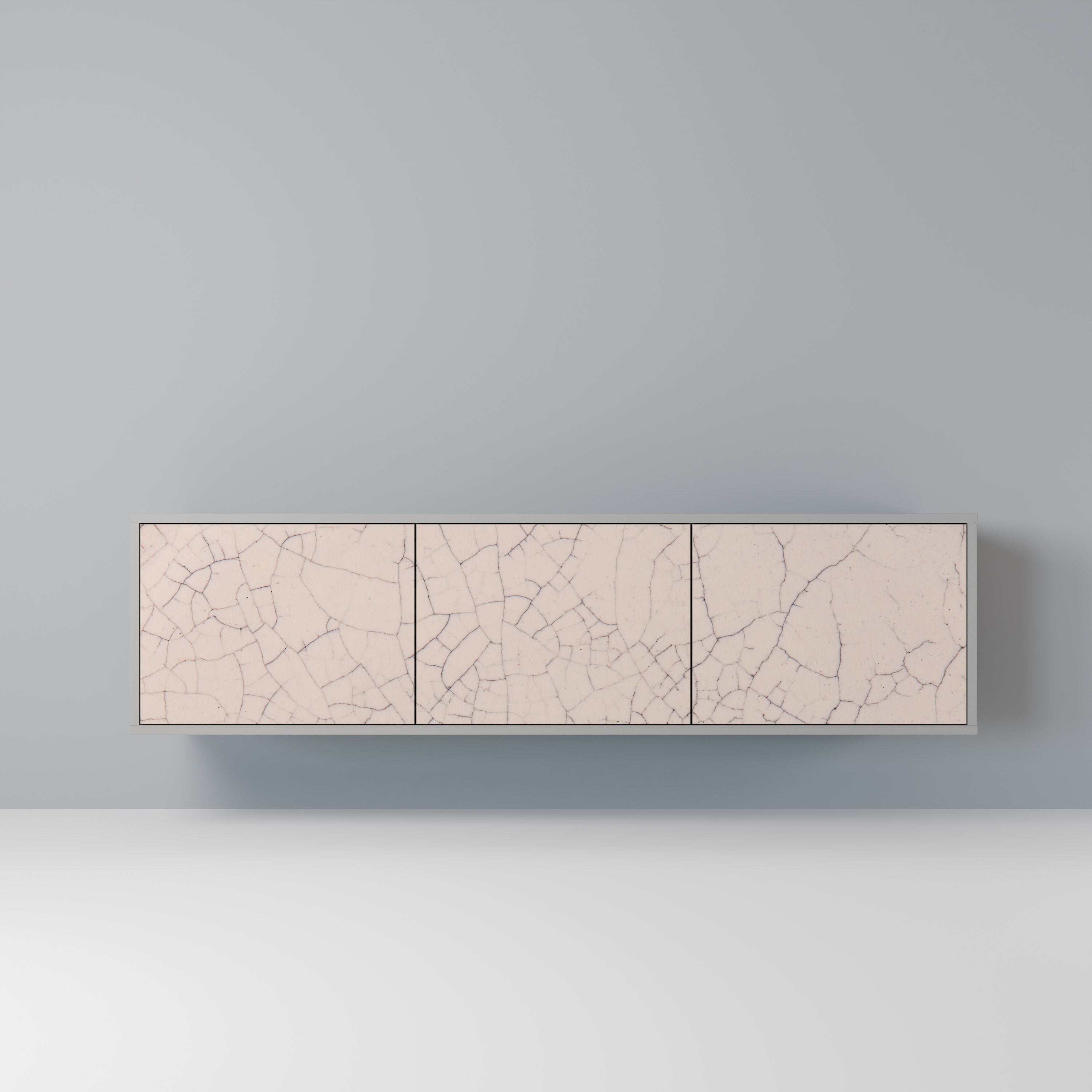 CERAMIC TEXTURE 3-Door TV Stand in Grey Finish