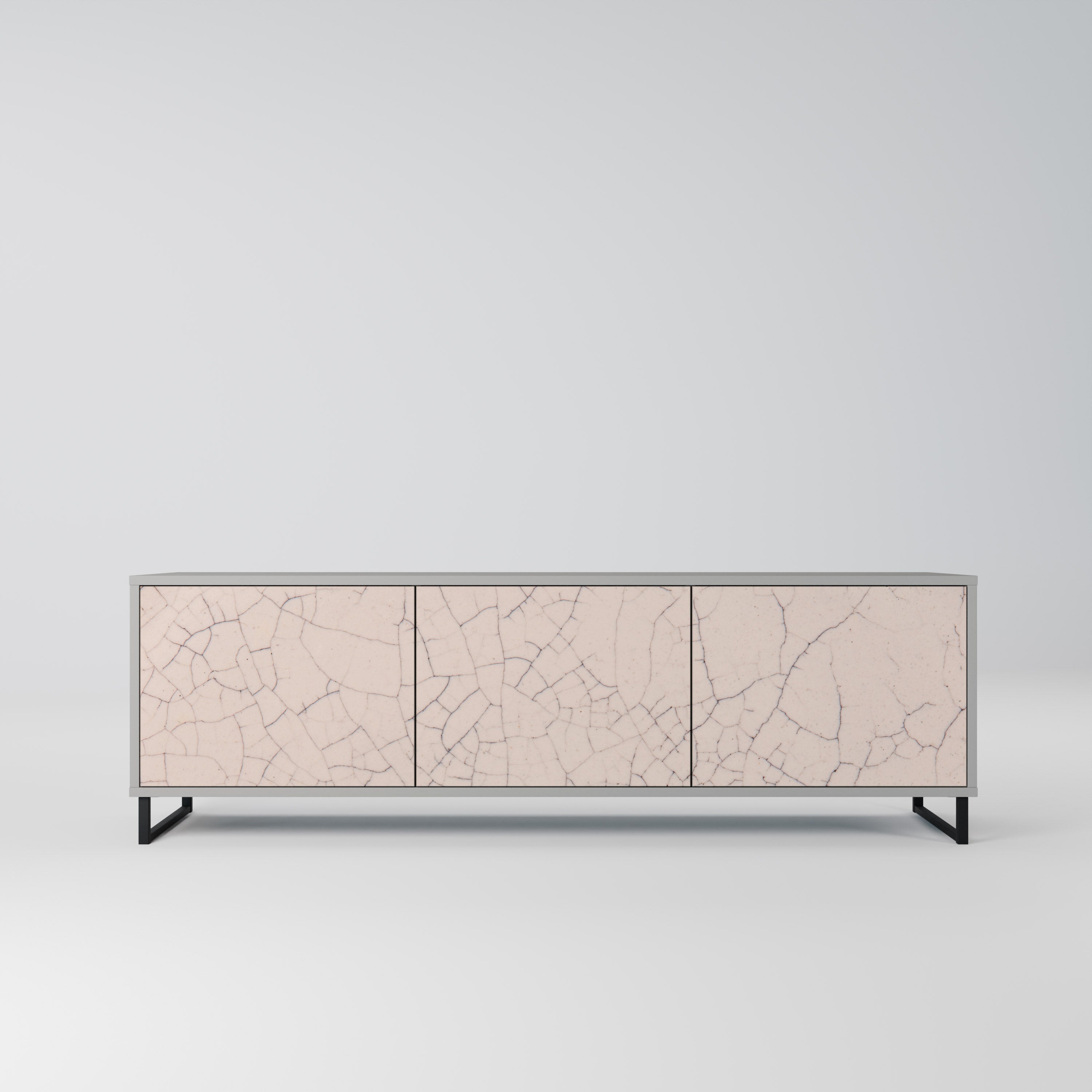 CERAMIC TEXTURE 3-Door TV Stand in Grey Finish