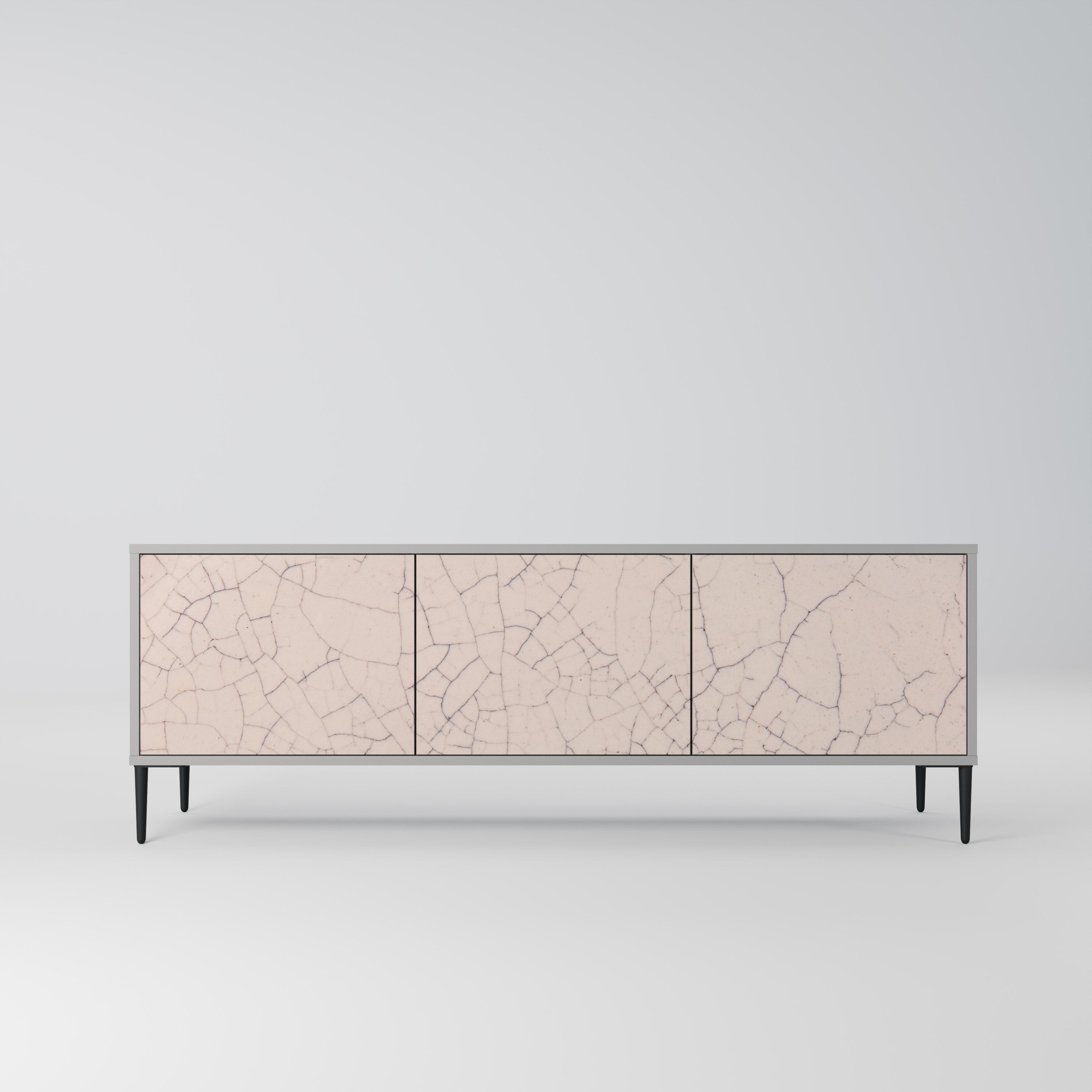 CERAMIC TEXTURE 3-Door TV Stand in Grey Finish