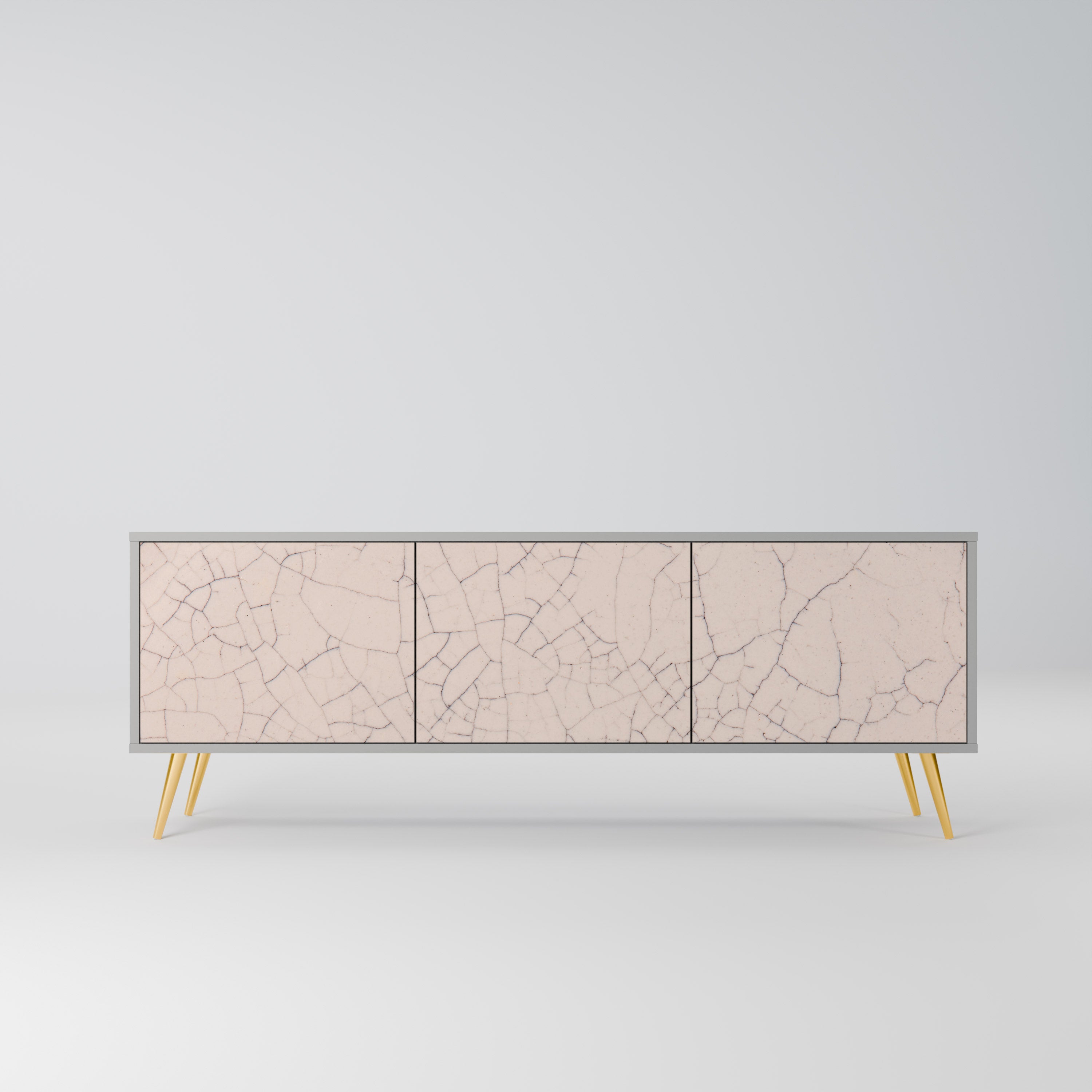 CERAMIC TEXTURE 3-Door TV Stand in Grey Finish