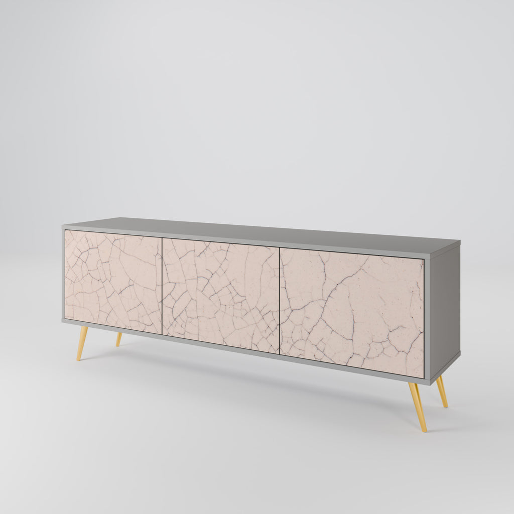 CERAMIC TEXTURE 3-Door TV Stand in Grey Finish