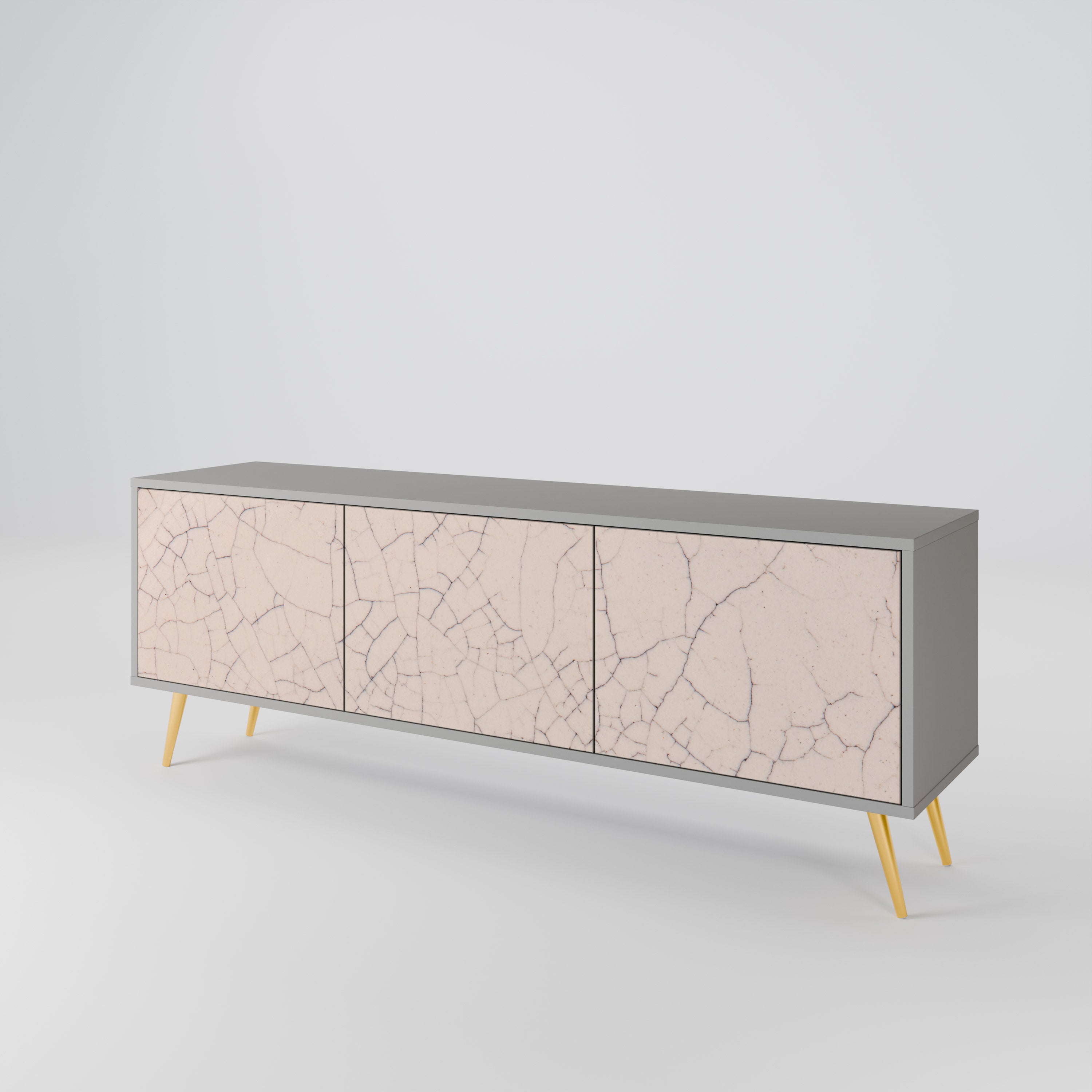 CERAMIC TEXTURE 3-Door TV Stand in Grey Finish