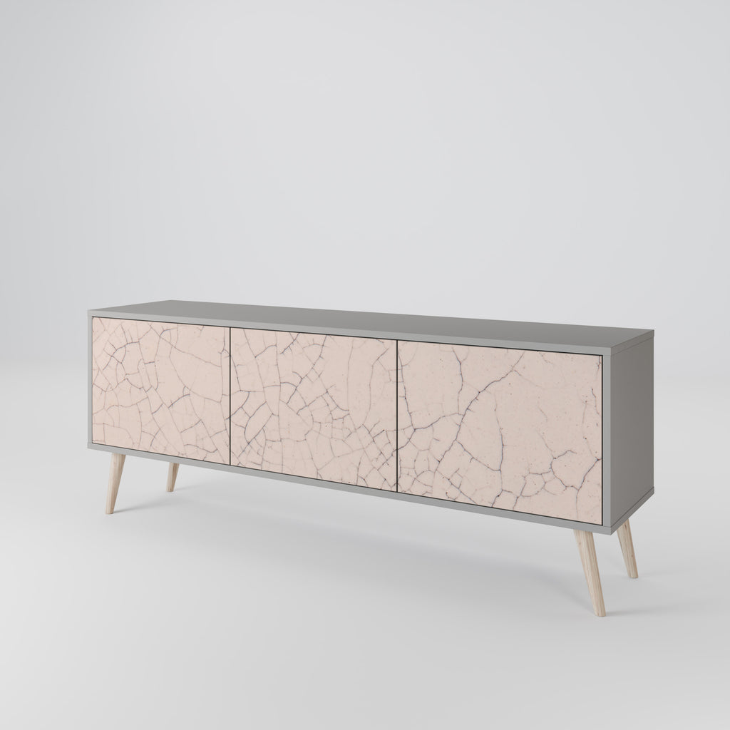 CERAMIC TEXTURE 3-Door TV Stand in Grey Finish