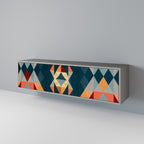 CRACKED ILLUSION Mueble de TV de 3 Puertas en Acabado Gris