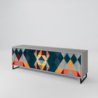 CRACKED ILLUSION Mueble de TV de 3 Puertas en Acabado Gris