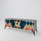 CRACKED ILLUSION Mueble de TV de 3 Puertas en Acabado Gris