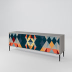 CRACKED ILLUSION Mueble de TV de 3 Puertas en Acabado Gris