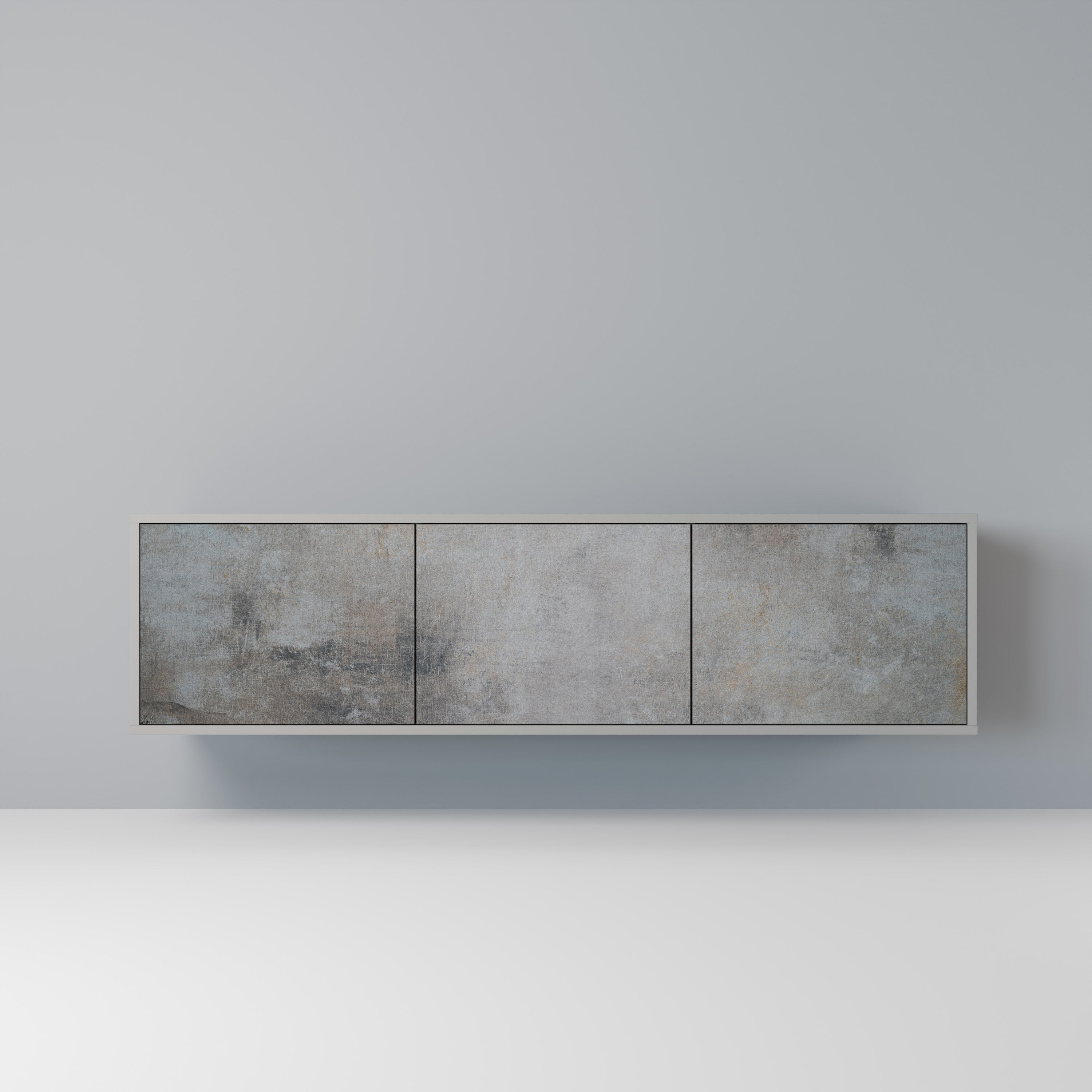 CONCRETE WALL 3-Door TV Stand in Grey Finish