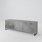CONCRETE WALL 3-Door TV Stand in Grey Finish