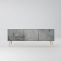 CONCRETE WALL 3-Door TV Stand in Grey Finish