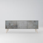 CONCRETE WALL 3-Door TV Stand in Grey Finish