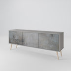 CONCRETE WALL 3-Door TV Stand in Grey Finish