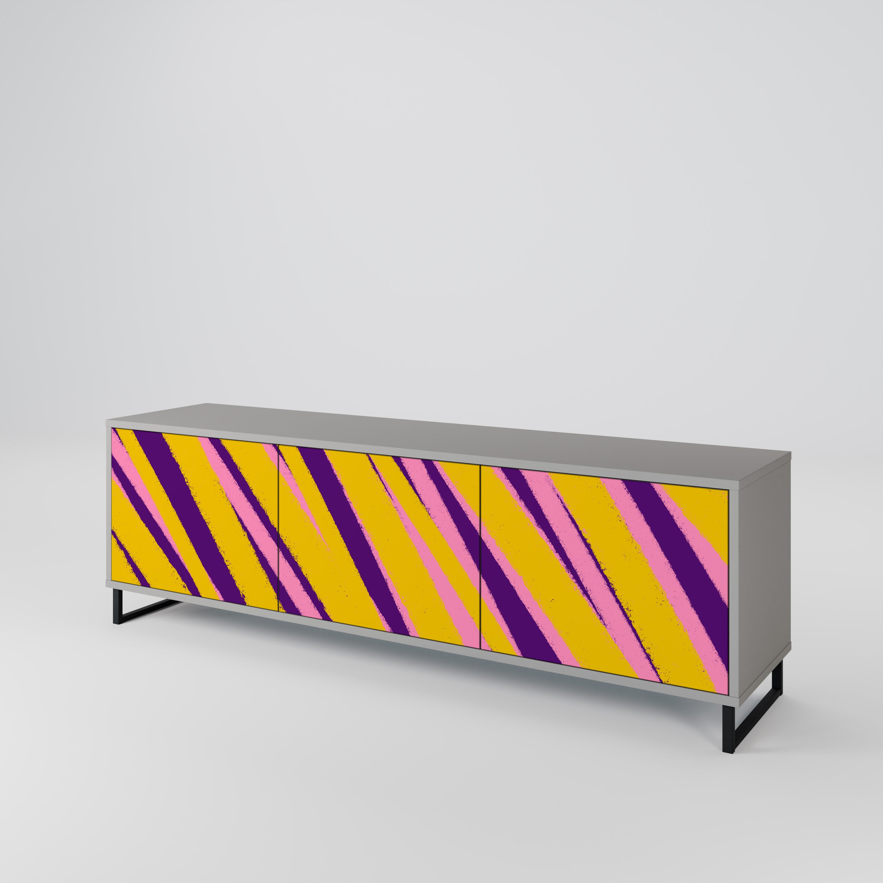DREAMS COME TRUE 3-Door TV Stand in Grey Finish