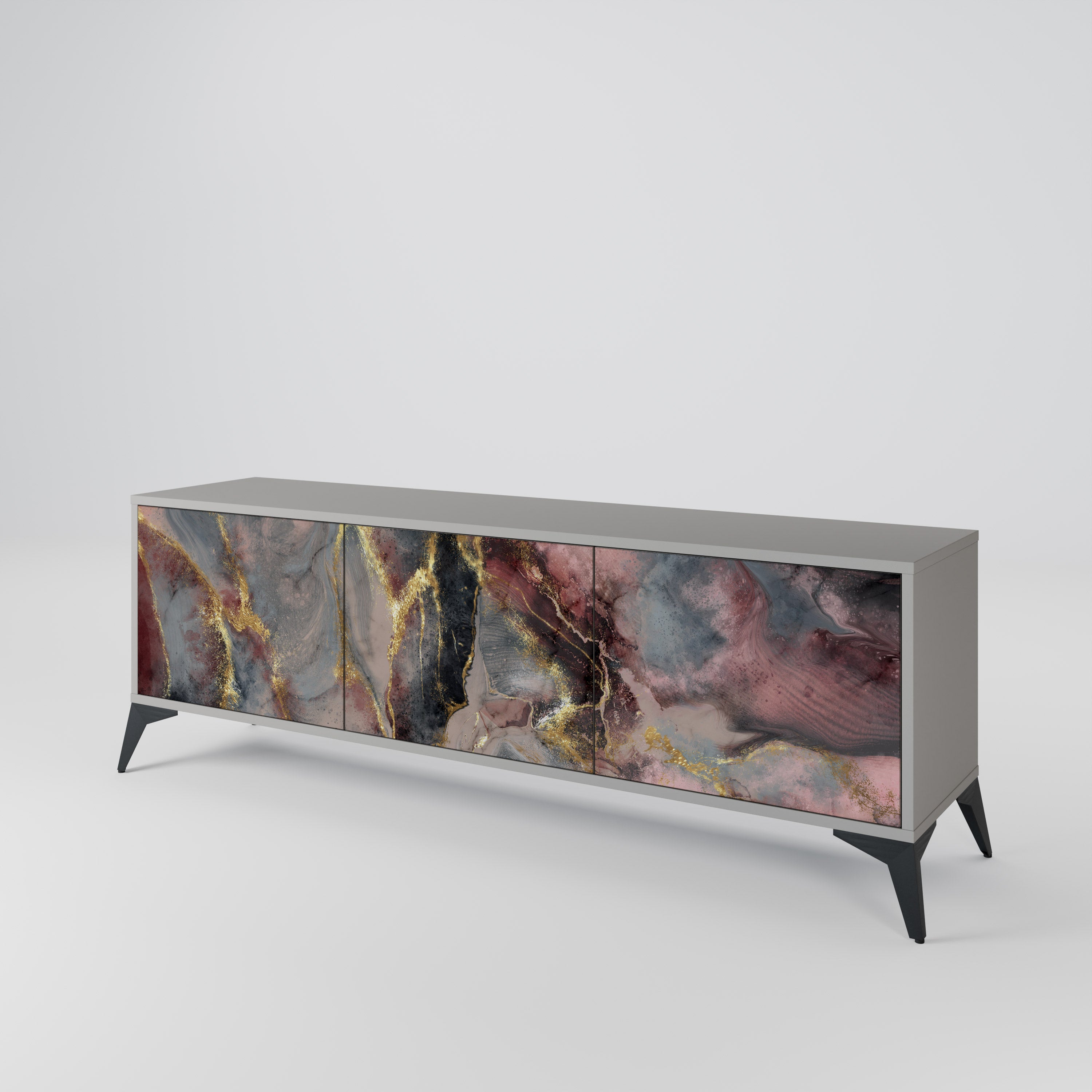 GOLDEN TIDES 3-Door TV Stand in Grey Finish