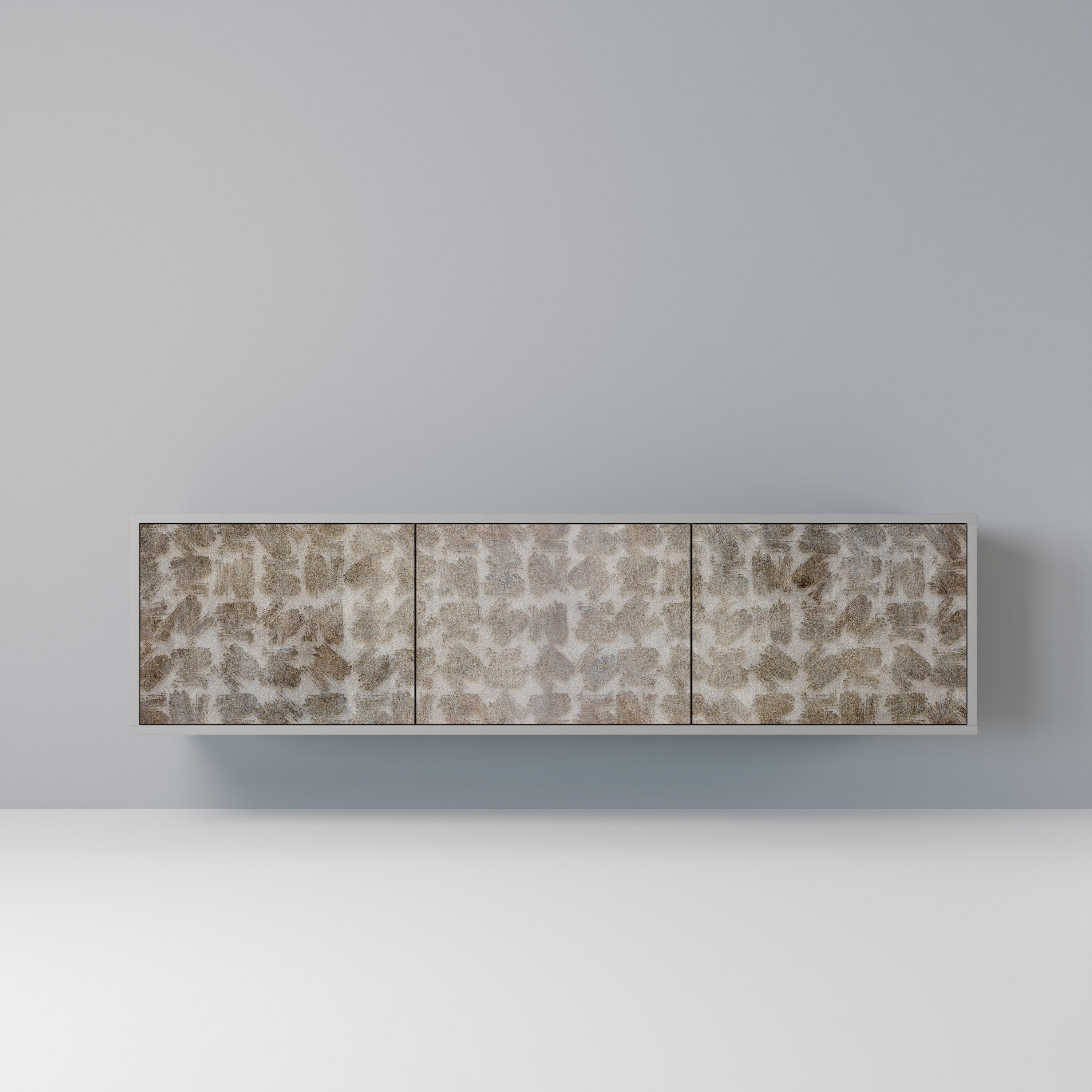 SLIGHTLY BLURRED 3-Door TV Stand in Grey Finish