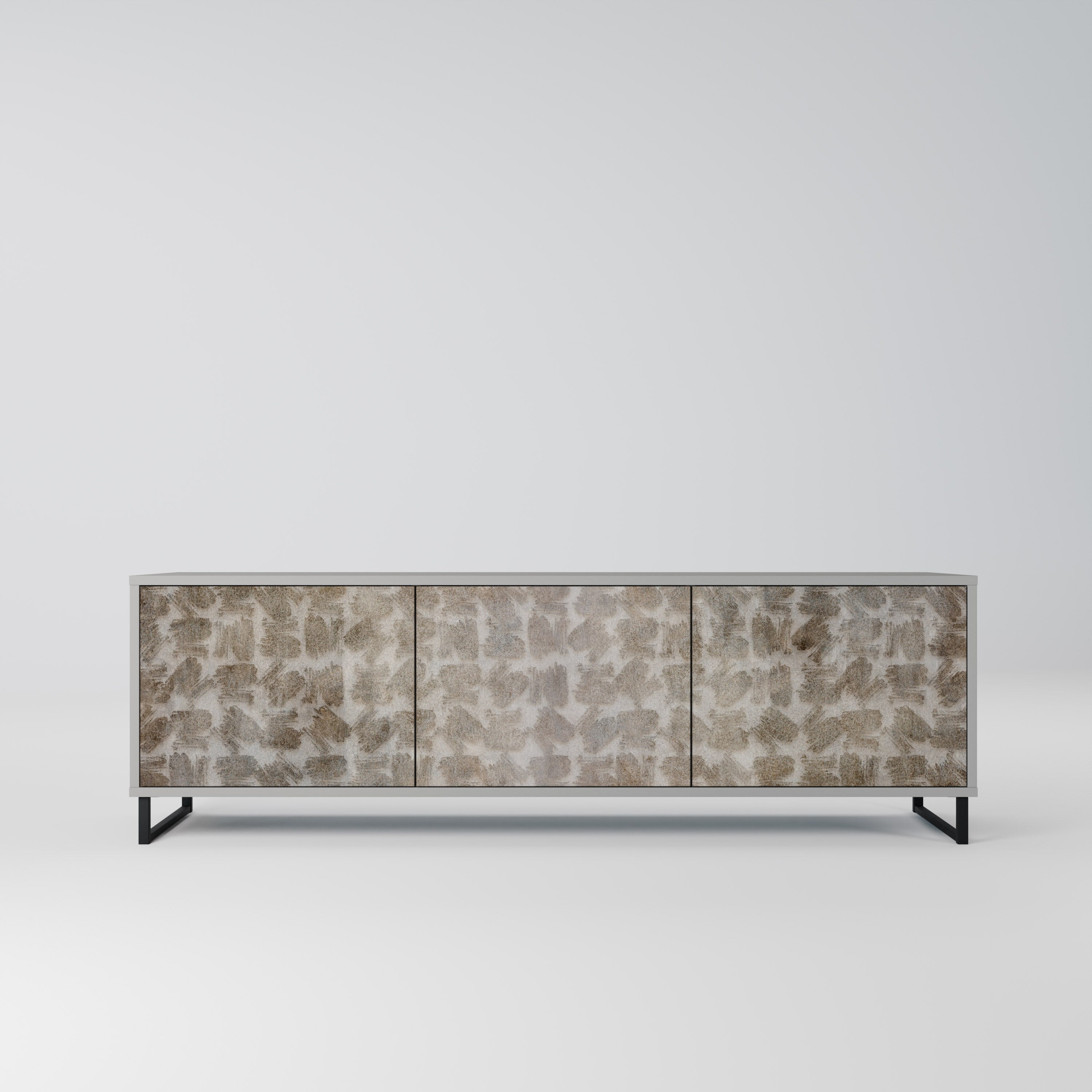 SLIGHTLY BLURRED 3-Door TV Stand in Grey Finish