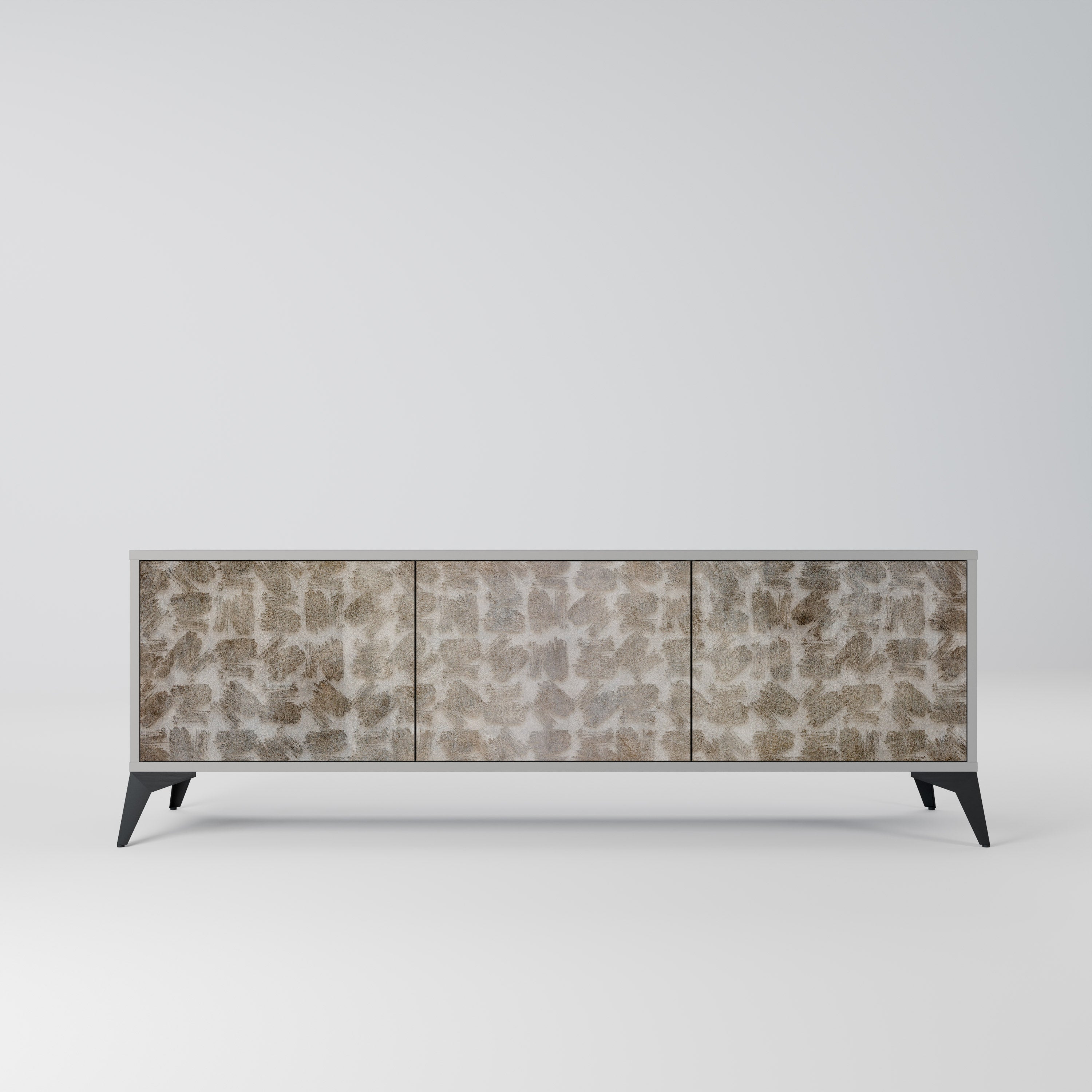 SLIGHTLY BLURRED 3-Door TV Stand in Grey Finish