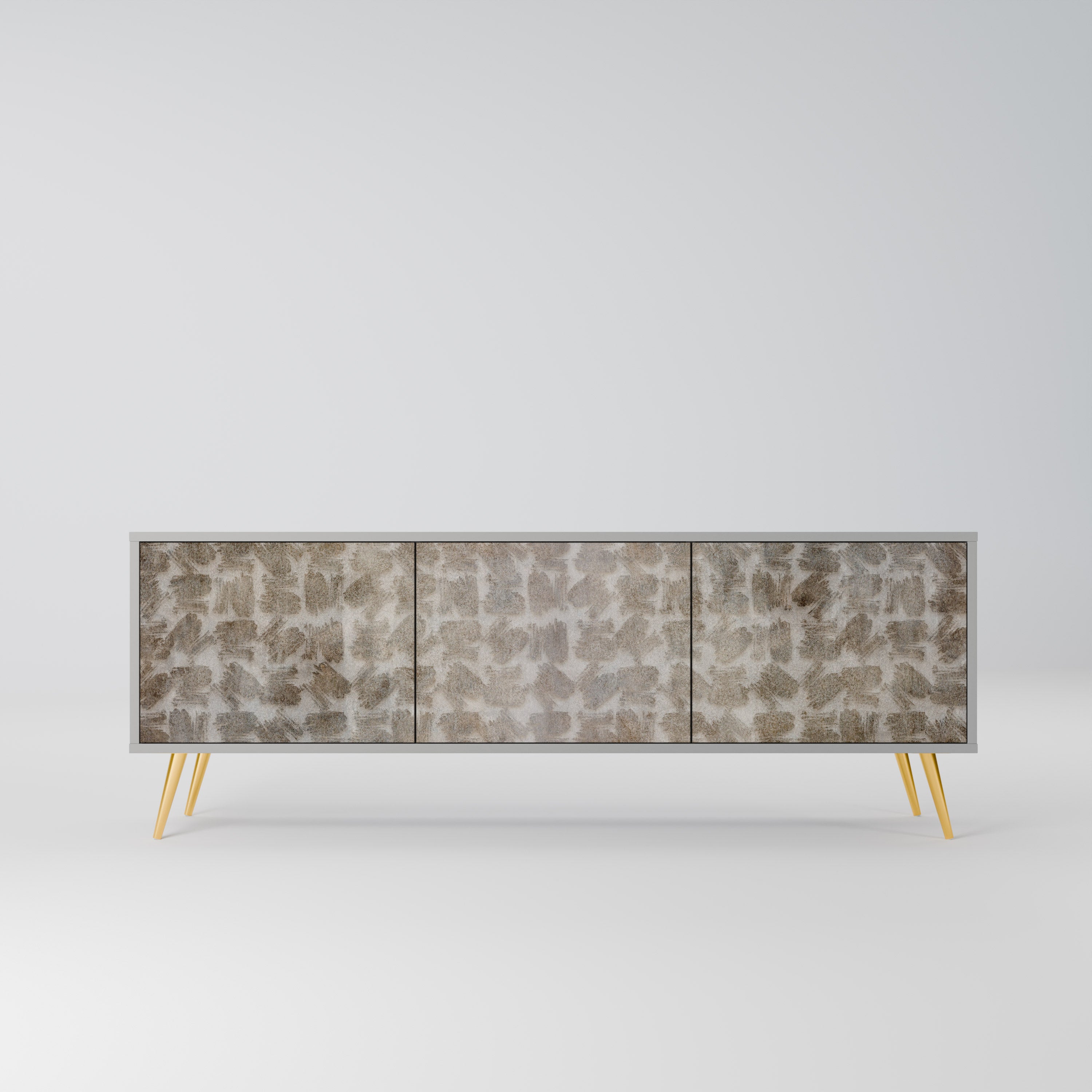 SLIGHTLY BLURRED 3-Door TV Stand in Grey Finish