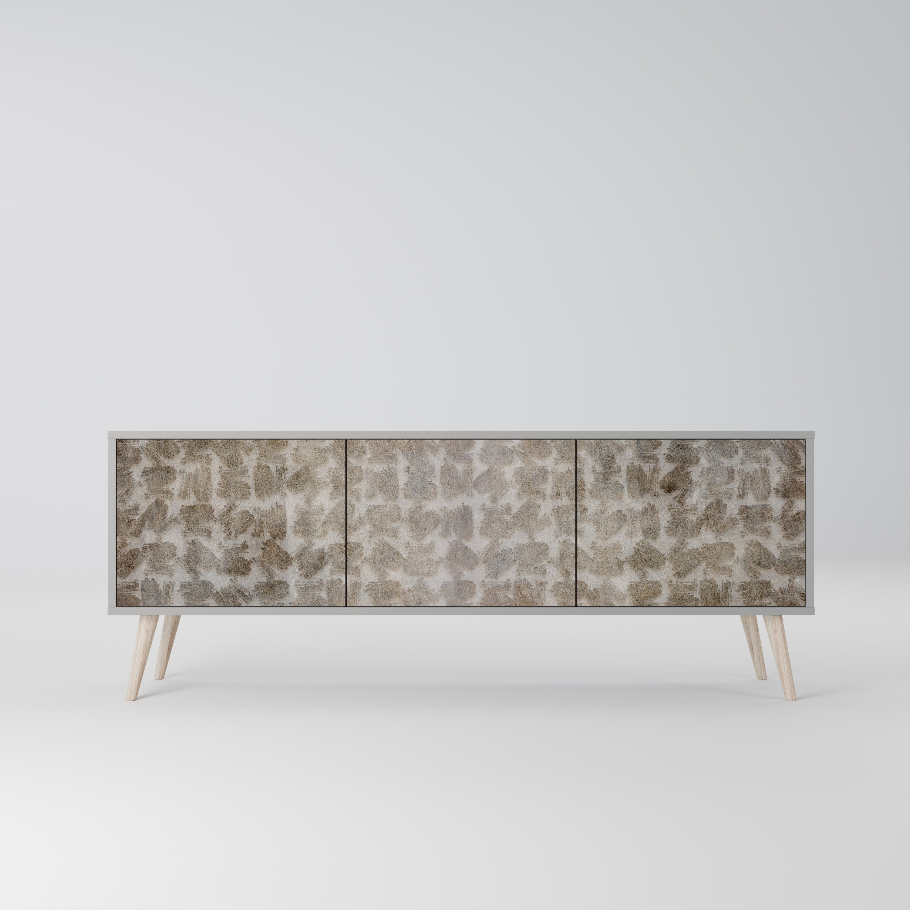 SLIGHTLY BLURRED 3-Door TV Stand in Grey Finish