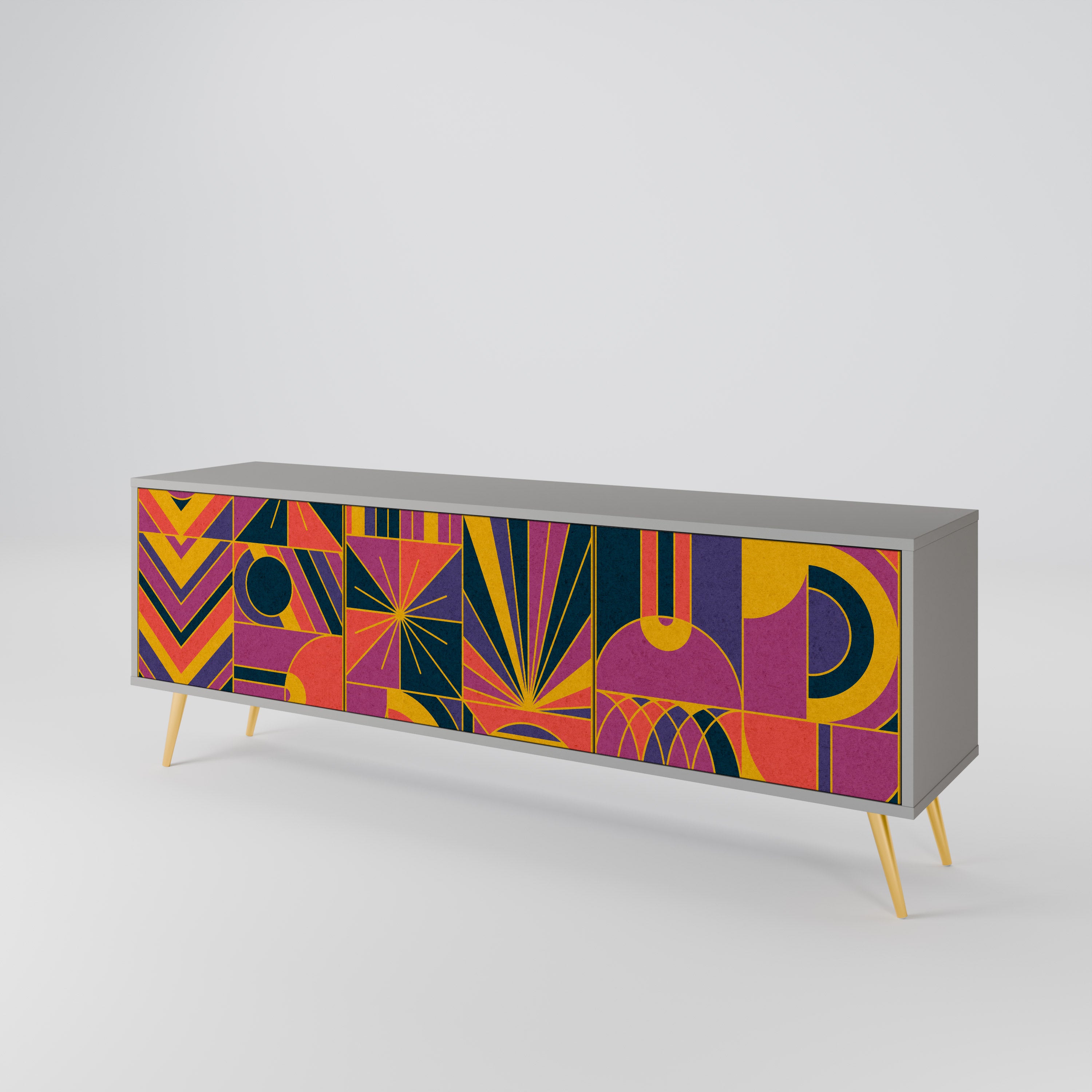 ELECTRIC PATTERNS 3-Door TV Stand in Grey Finish