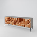 PRISM MOSAIC Mueble de TV de 3 Puertas en Acabado Gris