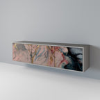 GILDED SWIRLS 3-Door TV Stand in Grey Finish