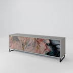 GILDED SWIRLS 3-Door TV Stand in Grey Finish