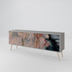 GILDED SWIRLS 3-Door TV Stand in Grey Finish