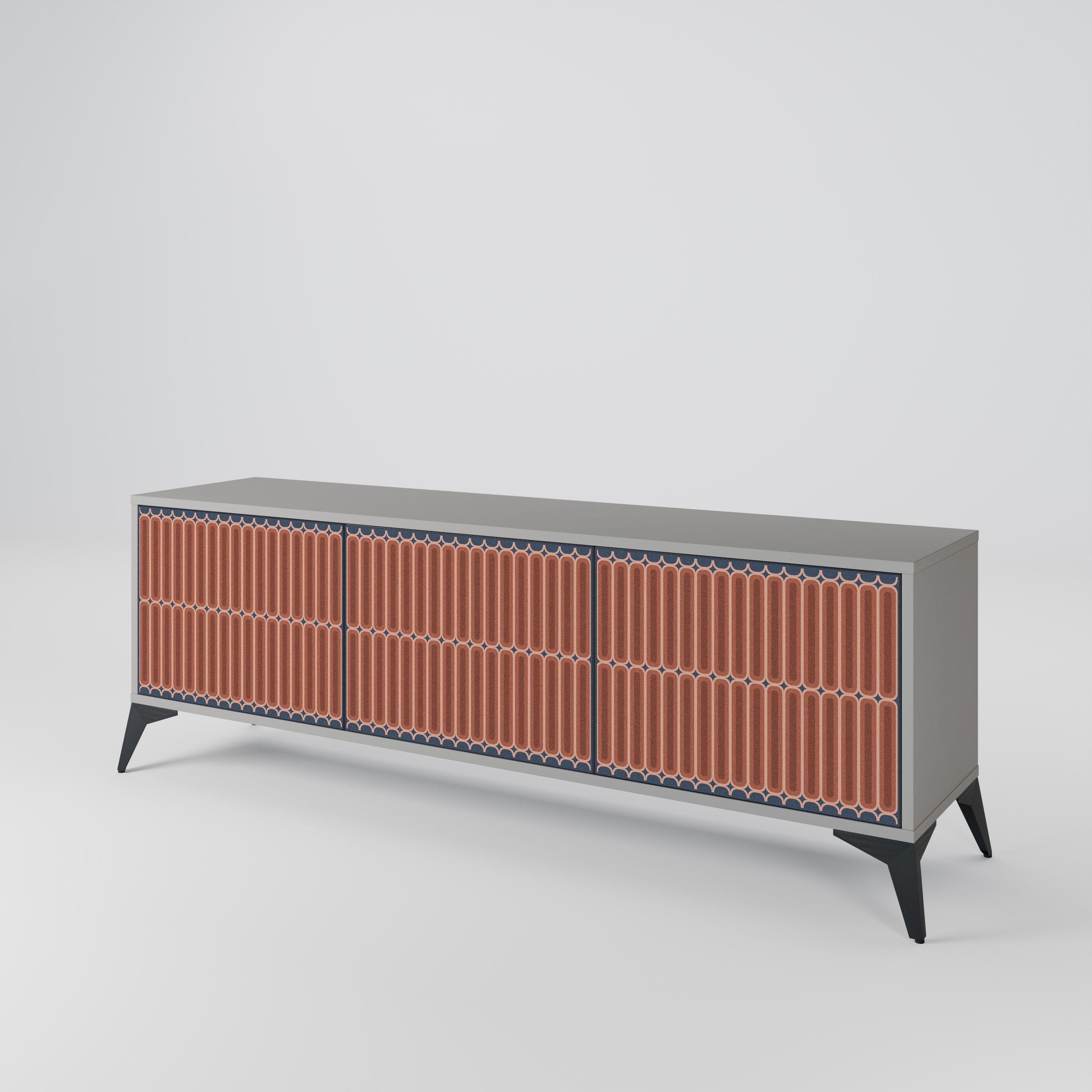 HYPNOTIC GATE 3-Door TV Stand in Grey Finish