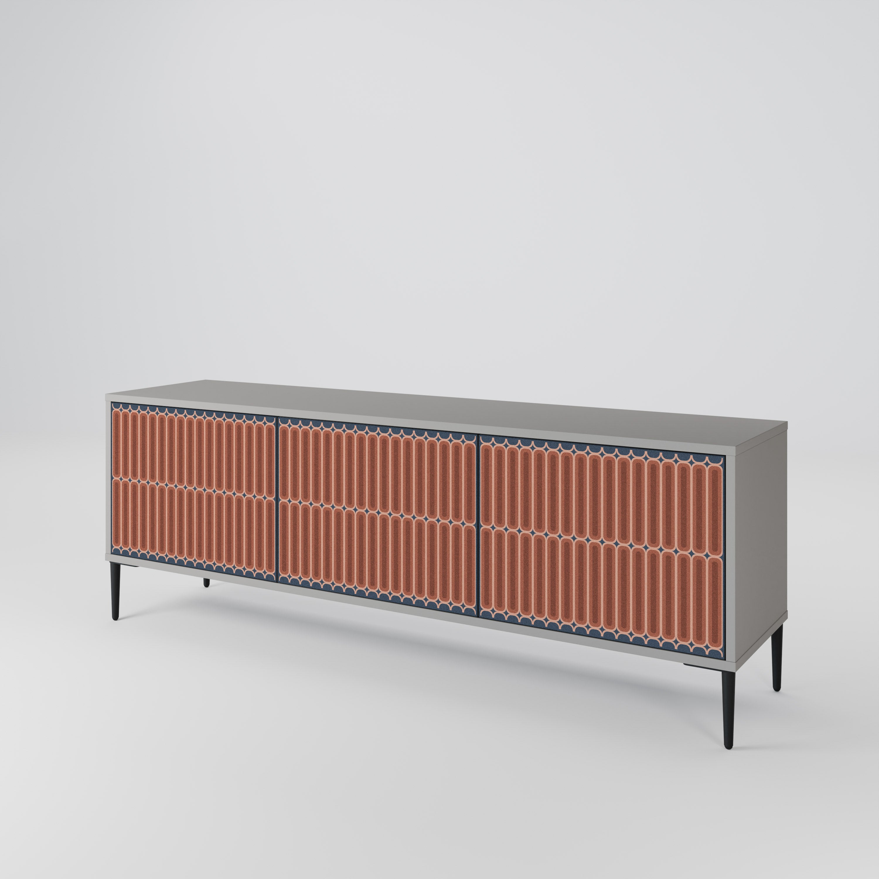 HYPNOTIC GATE 3-Door TV Stand in Grey Finish