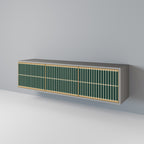 ILUSION GATE 3-Door TV Stand in Grey Finish