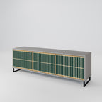 ILUSION GATE 3-Door TV Stand in Grey Finish