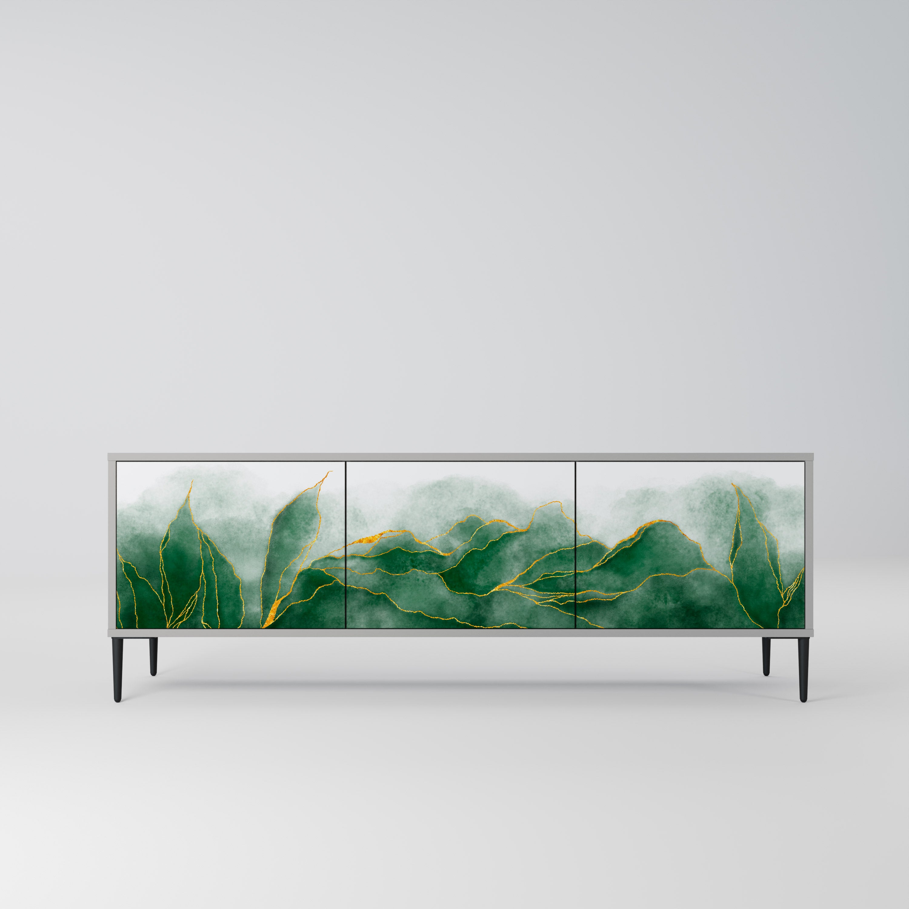 EXPENSIVE NATURE 3-Door TV Stand in Grey Finish