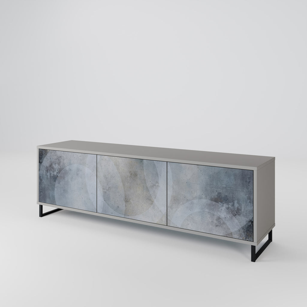 MUTED ARC 3-Door TV Stand in Grey Finish