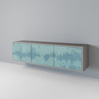 SKY WASH Mueble de TV de 3 Puertas en Acabado Gris