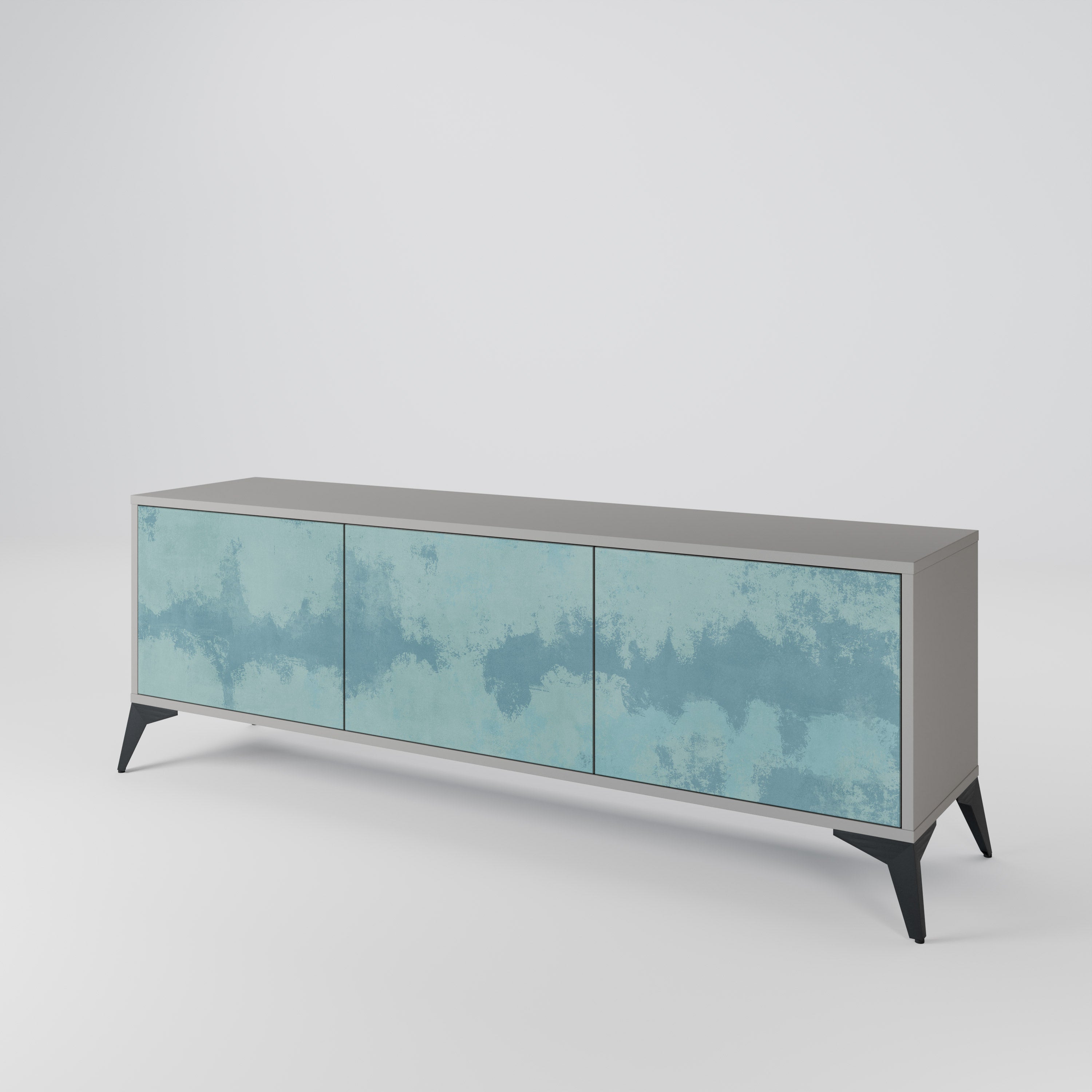 SKY WASH 3-Door TV Stand in Grey Finish