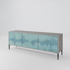 SKY WASH Mueble de TV de 3 Puertas en Acabado Gris
