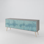 SKY WASH Mueble de TV de 3 Puertas en Acabado Gris