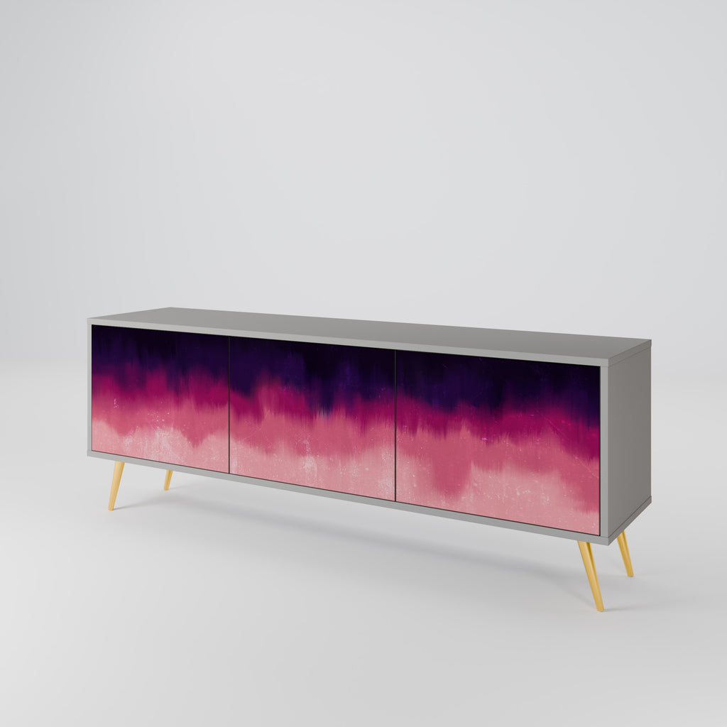 AURORA BOREALIS 3-Door TV Stand in Grey Finish