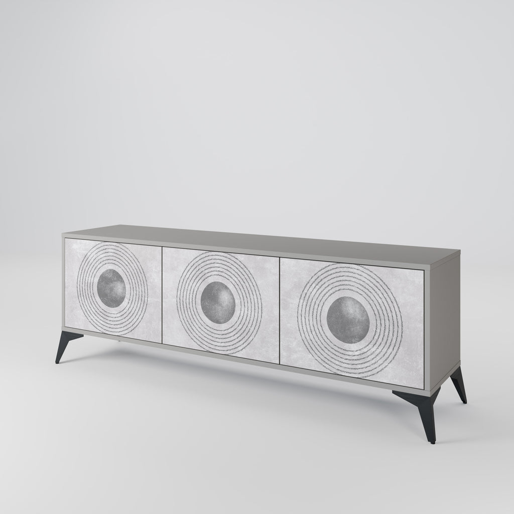 SOLID CIRCLES 3-Door TV Stand in Grey Finish