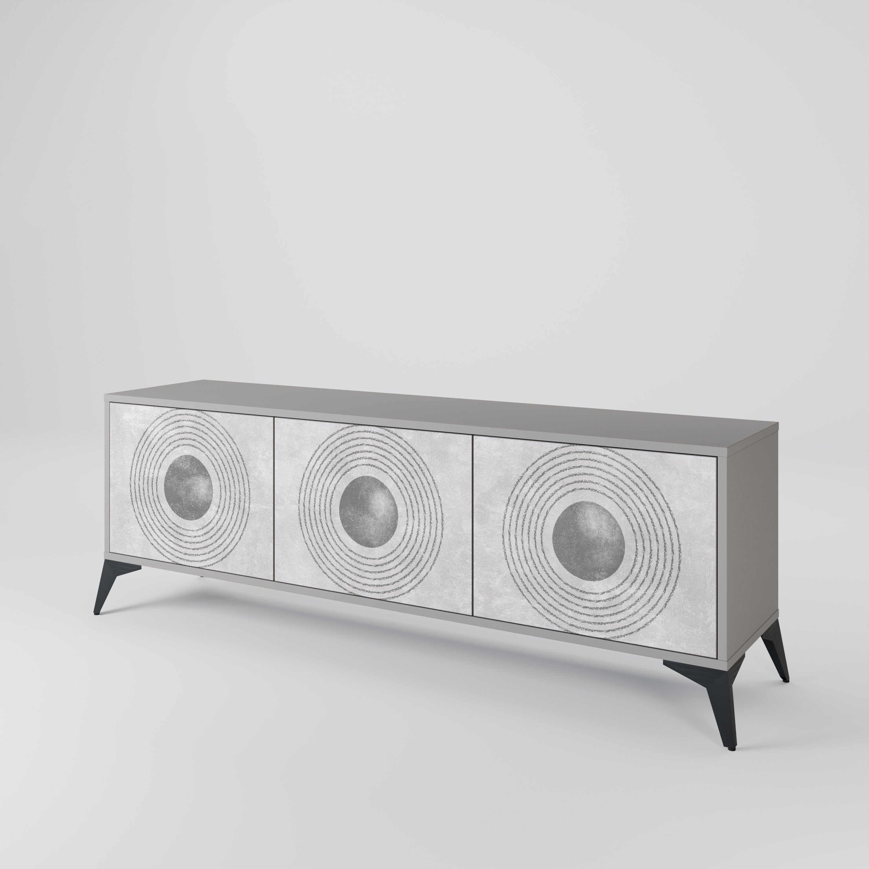 SOLID CIRCLES 3-Door TV Stand in Grey Finish