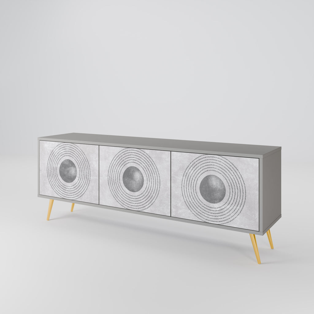 SOLID CIRCLES 3-Door TV Stand in Grey Finish