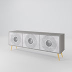 SOLID CIRCLES 3-Door TV Stand in Grey Finish