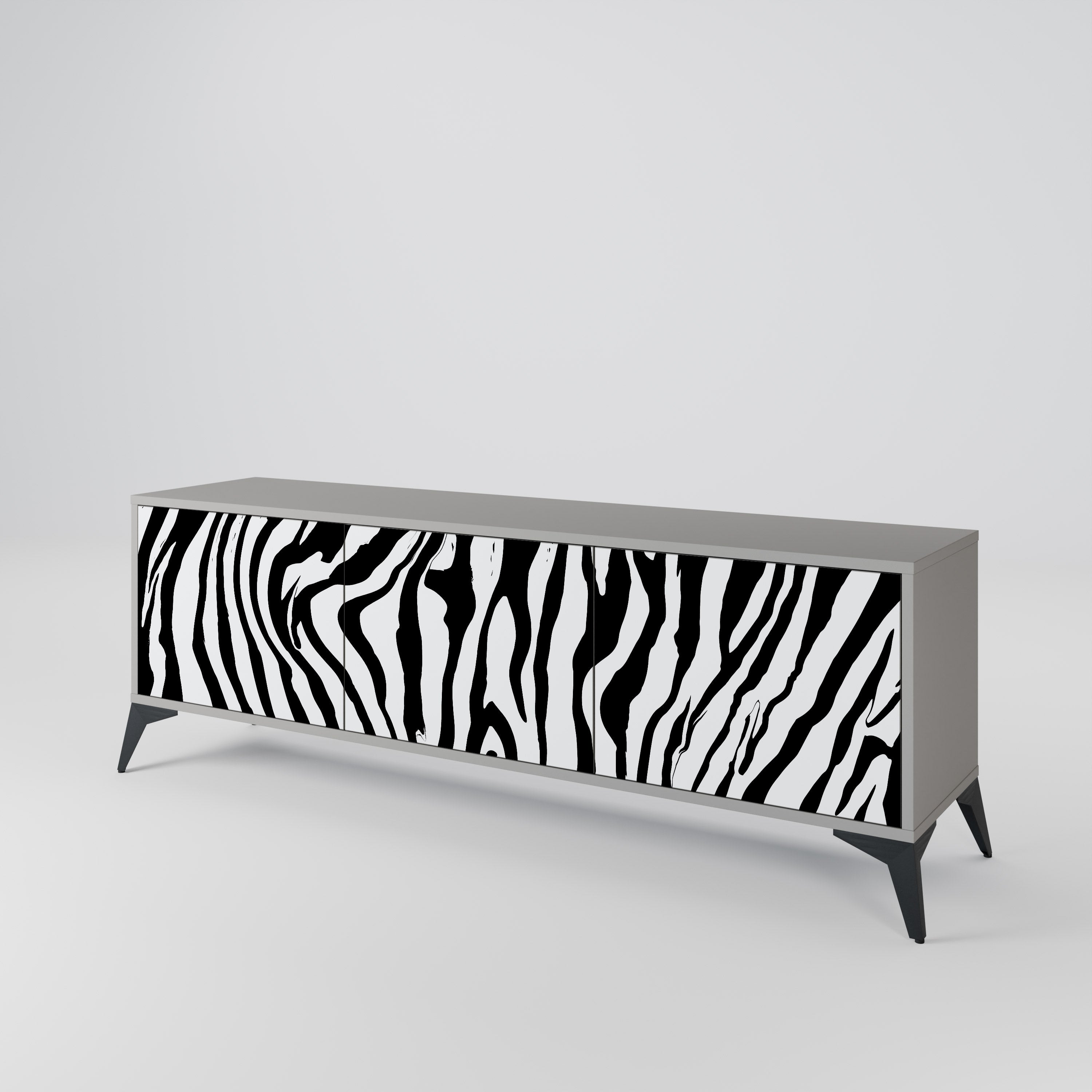 SPLENDID ZEBRA 3-Door TV Stand in Grey Finish