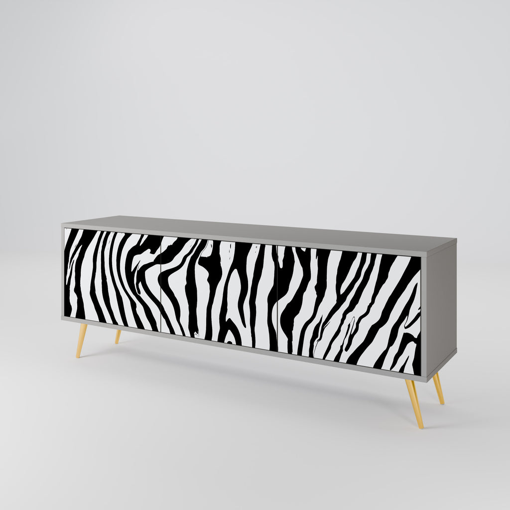 SPLENDID ZEBRA 3-Door TV Stand in Grey Finish