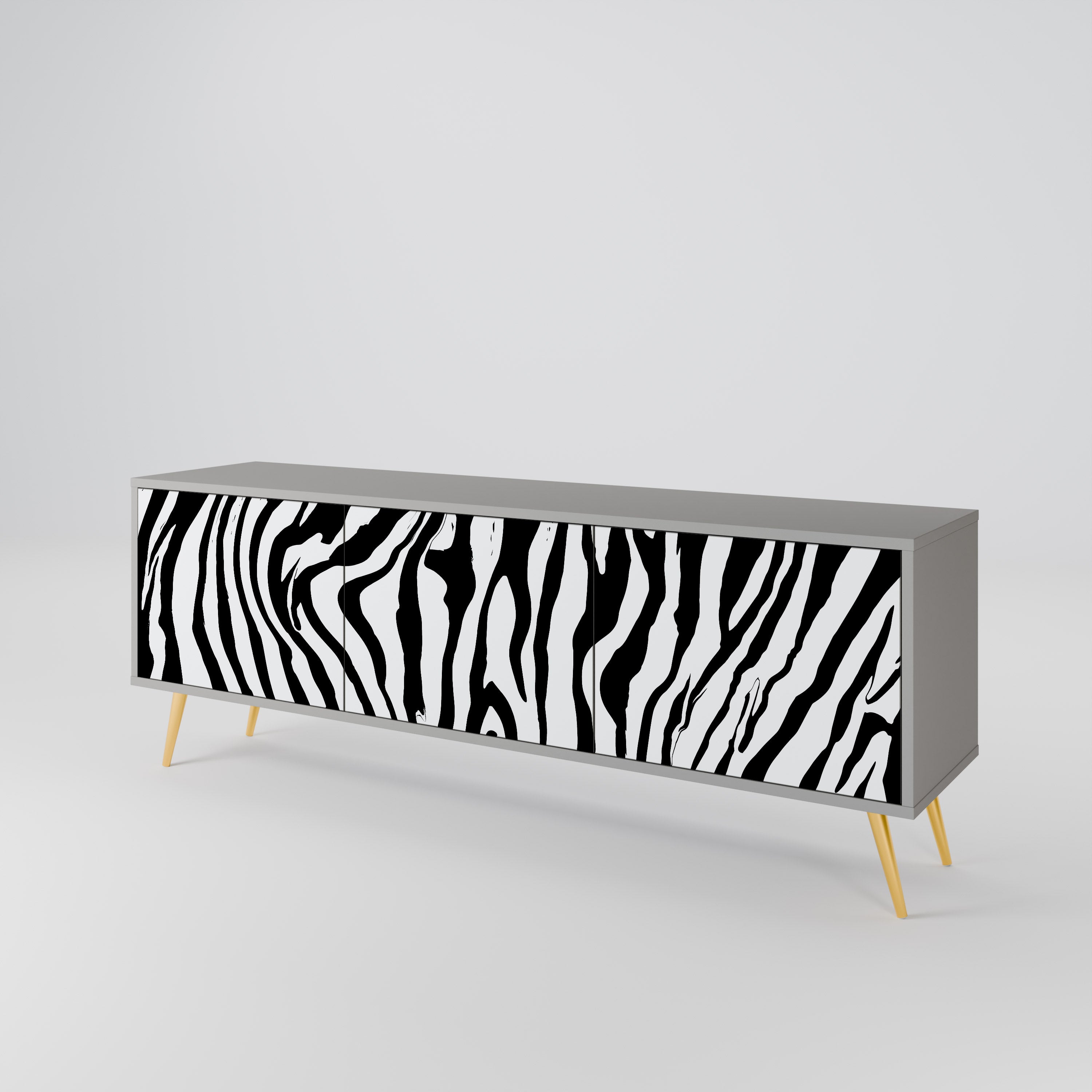 SPLENDID ZEBRA 3-Door TV Stand in Grey Finish