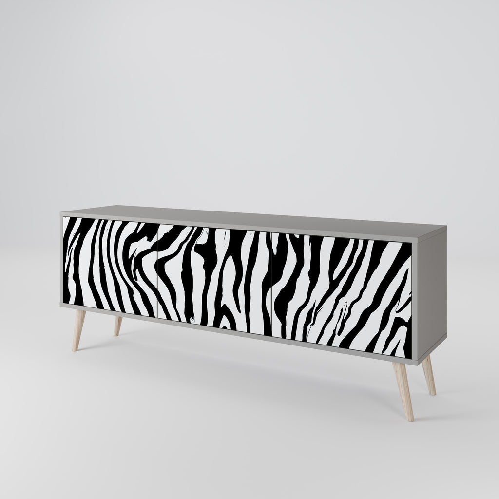 SPLENDID ZEBRA 3-Door TV Stand in Grey Finish