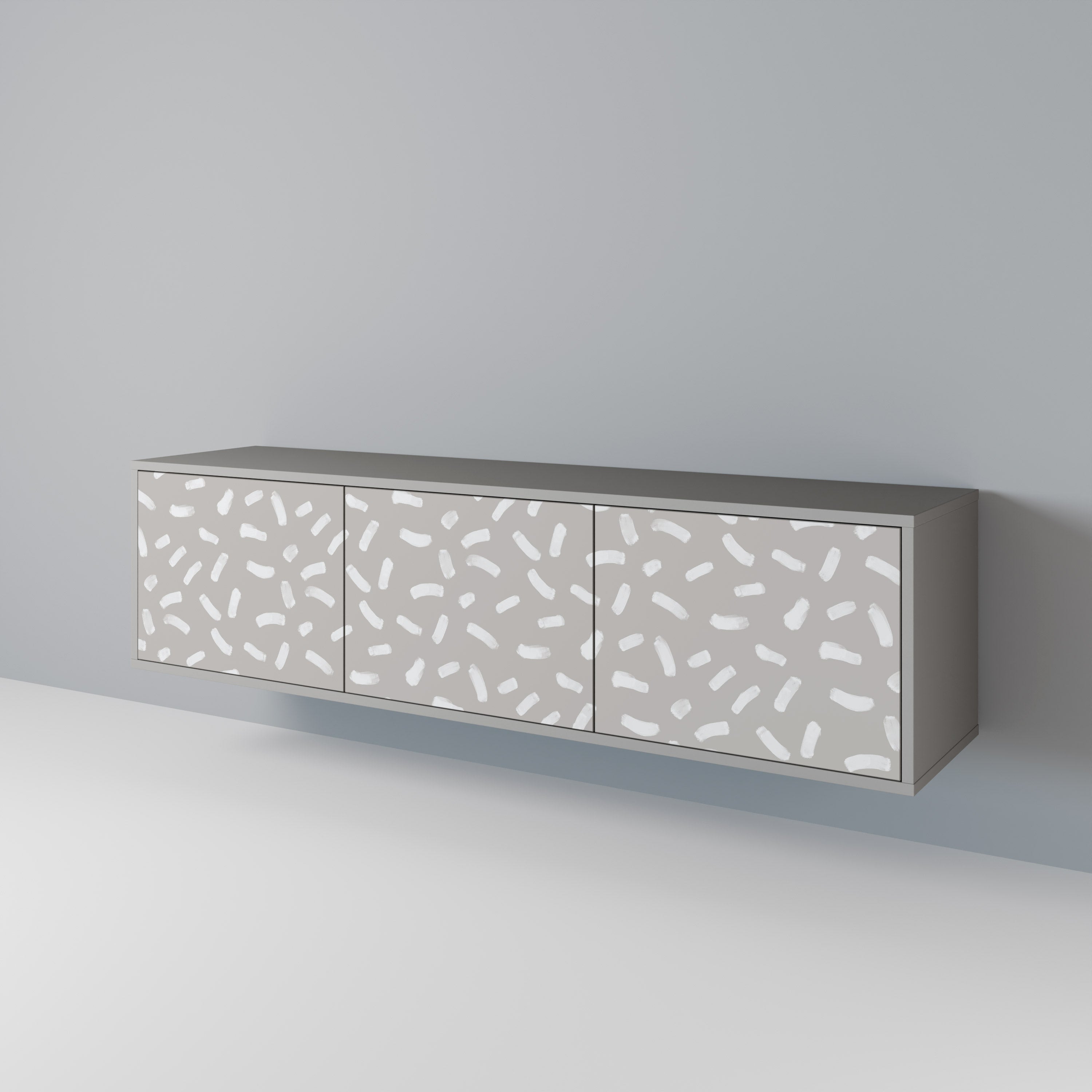 PASSING SECONDS 3-Door TV Stand in Grey Finish