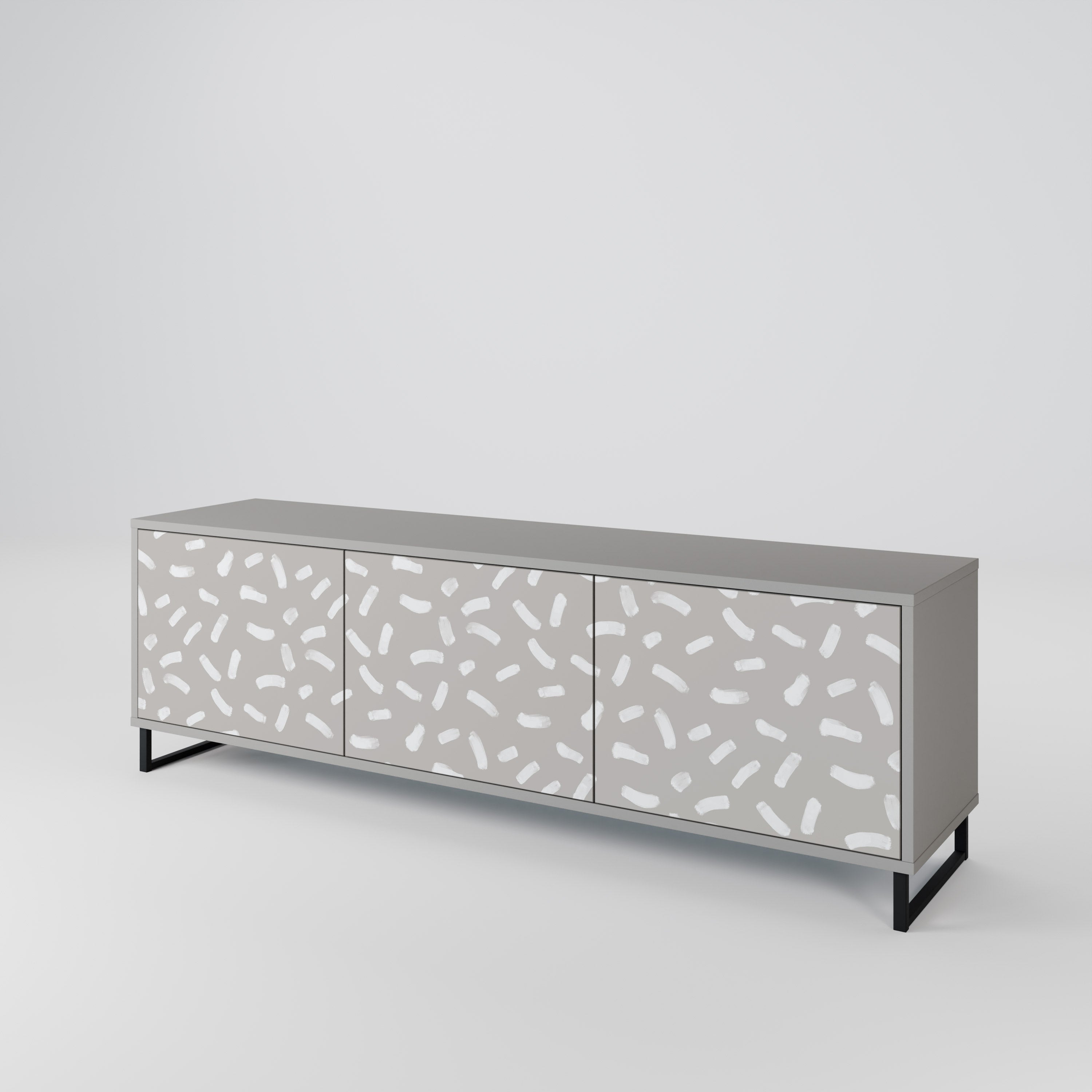 PASSING SECONDS 3-Door TV Stand in Grey Finish
